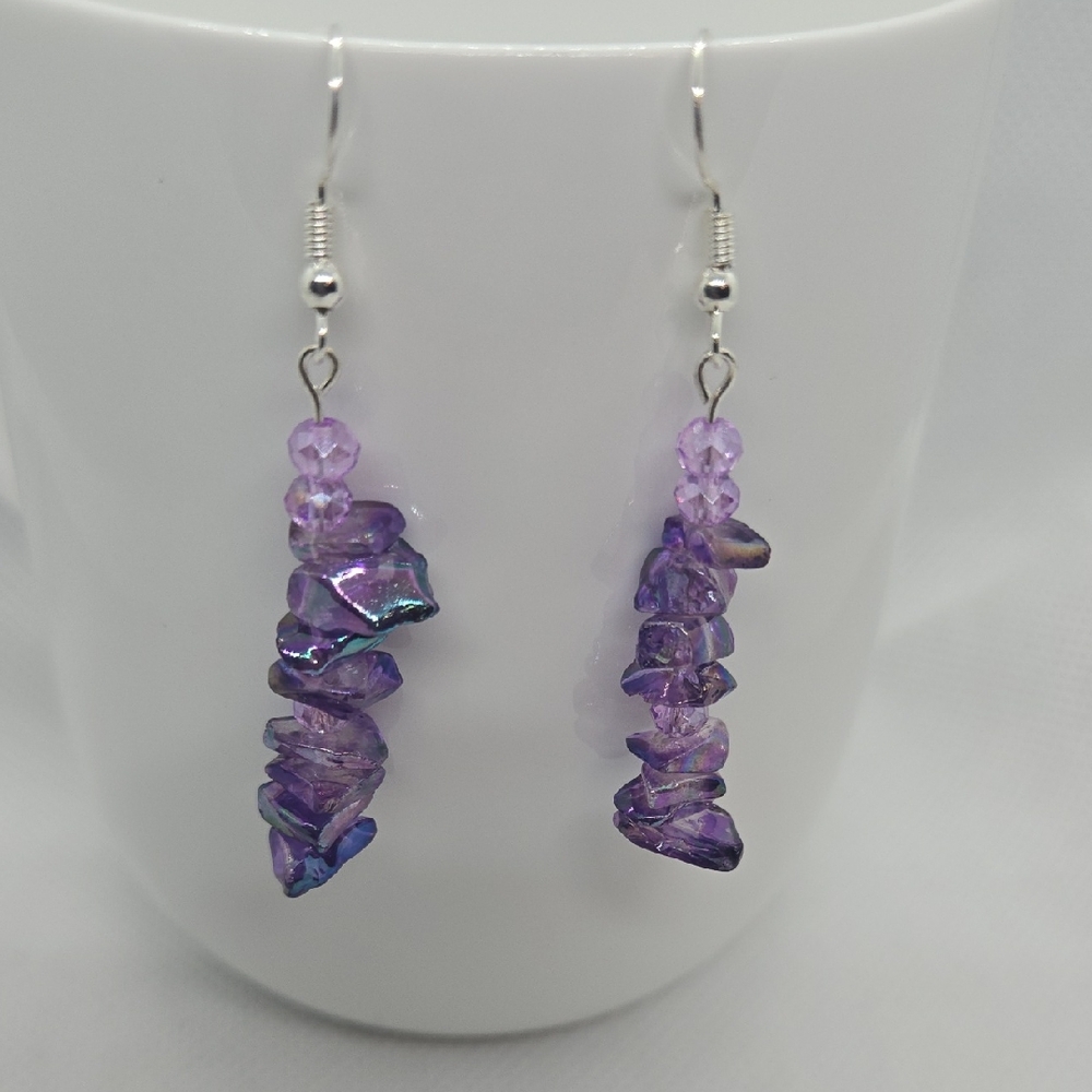 Purple Gemstone Dangle Earrings